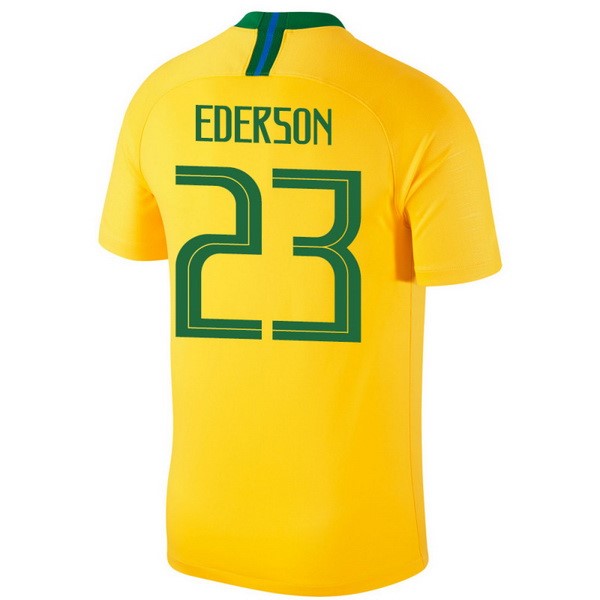 Camiseta Brasil 1ª ederson 2018 Amarillo